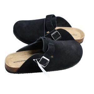 KHOMBU Damian Shoes Mens Size 10 Black Suede Mule Casual Cork Cushioned 1967247